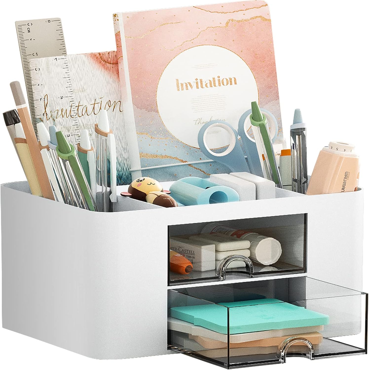 Compact desk organizer for small office spaces